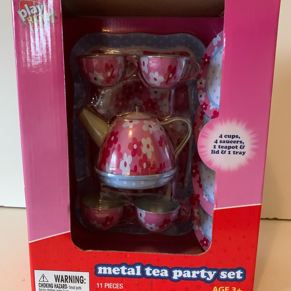 Pink Metal  Children’s Tea Party Set New In Box
